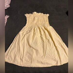 H&M Pale Yellow Smocked Strapless Dress